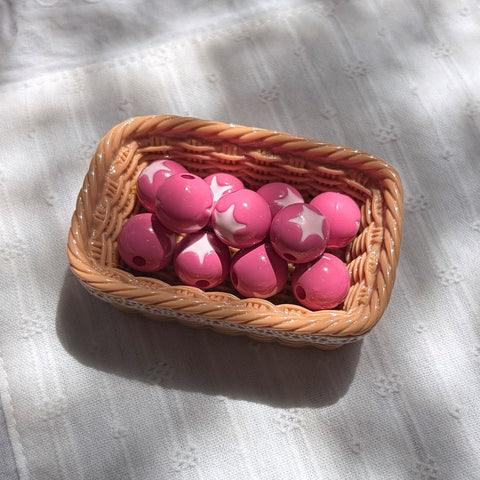 Star Inlay Round Beads