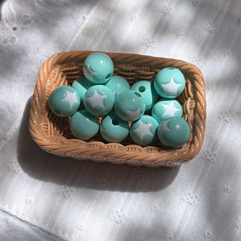 Star Inlay Round Beads
