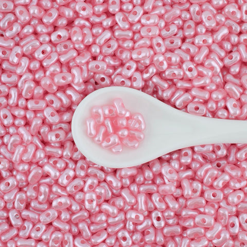 Plastic Rice Seed Beads in Pink