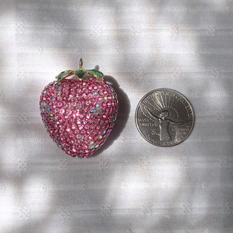 Oversized Rhinestone Strawberry Pendant