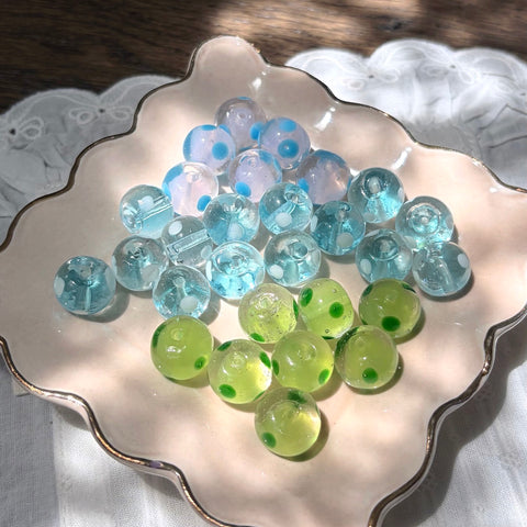 Rondelle Polka Dot Glass Beads