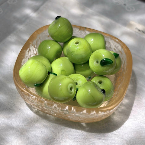 Glass Green Apple Beads