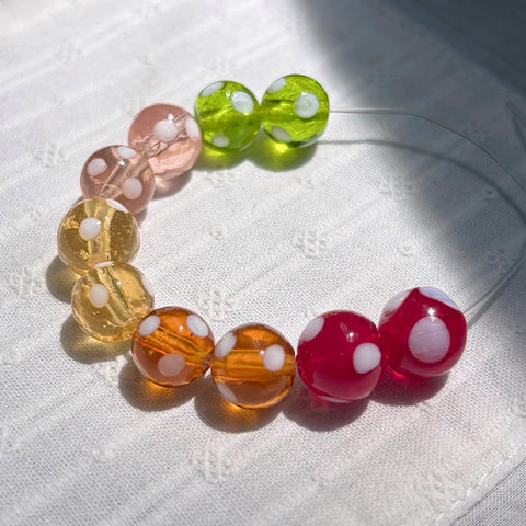 Round Polka Dot Glass Beads