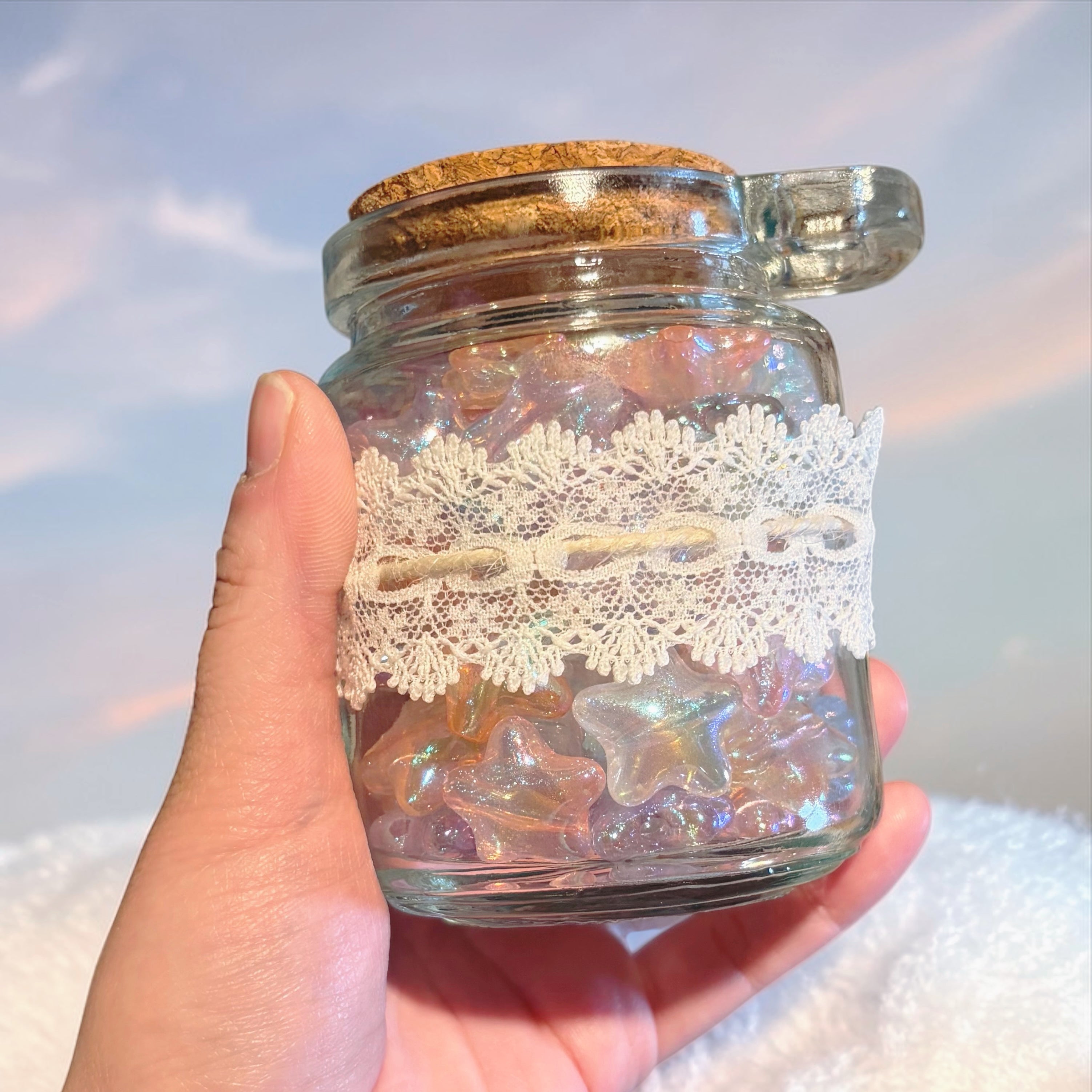 Glittery Star Beads with Through Hole