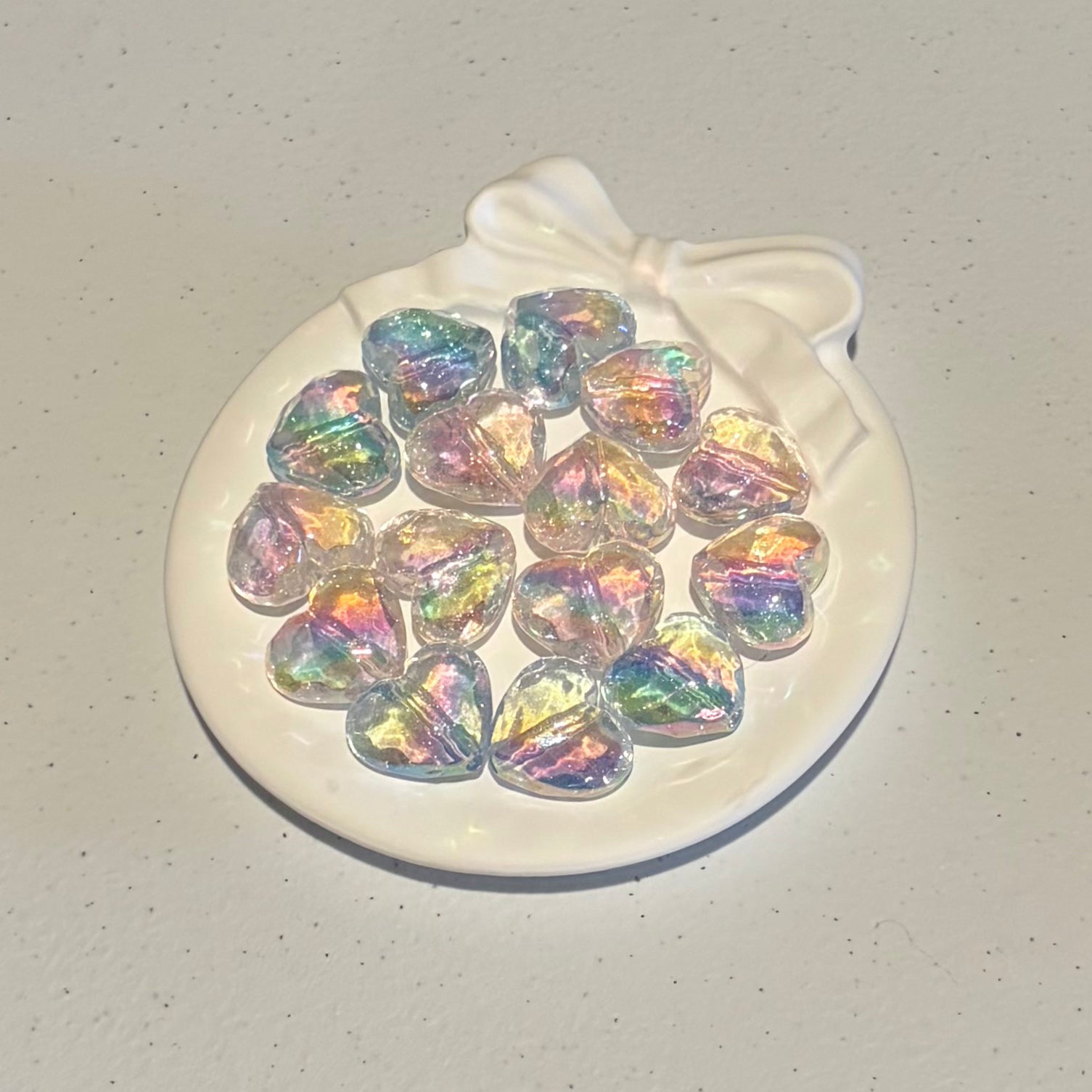 Glittery Heart Beads with Through Hole