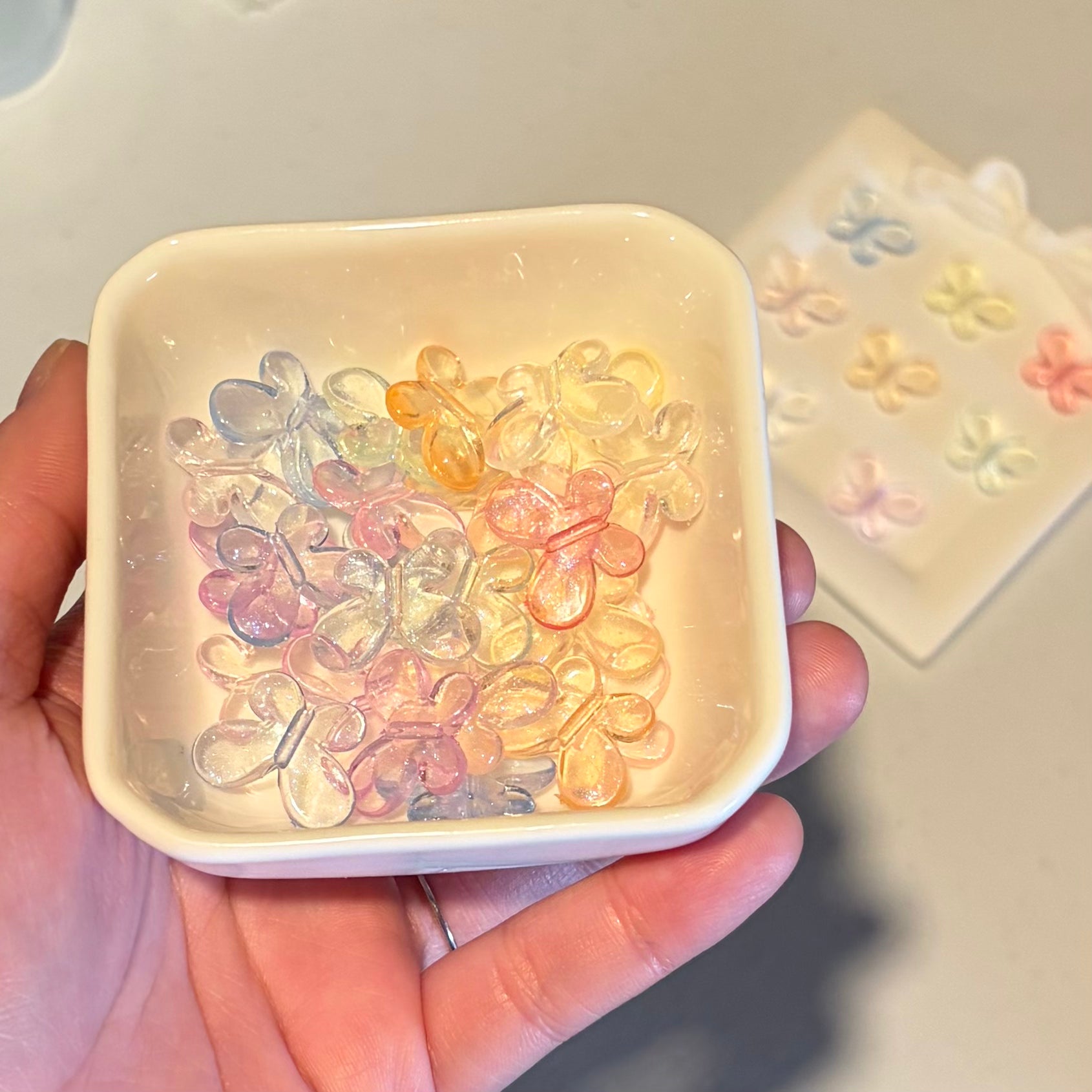 Glittery Butterfly Beads with Through Hole