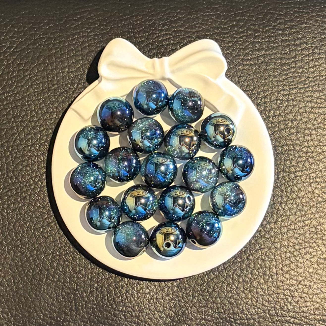 Galaxy Glittery Through Hole Beads in Black