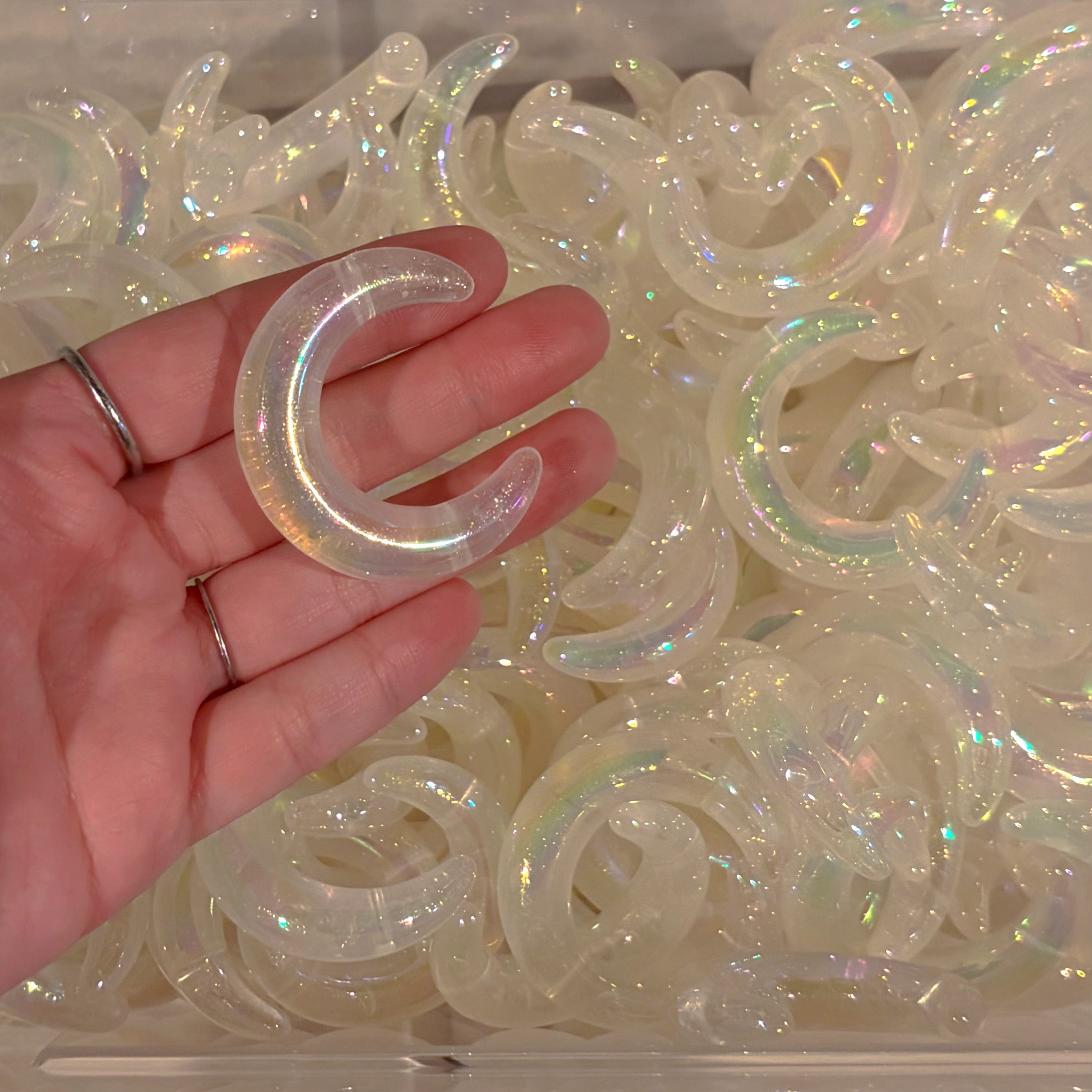 Glittery Chunky Moon Beads