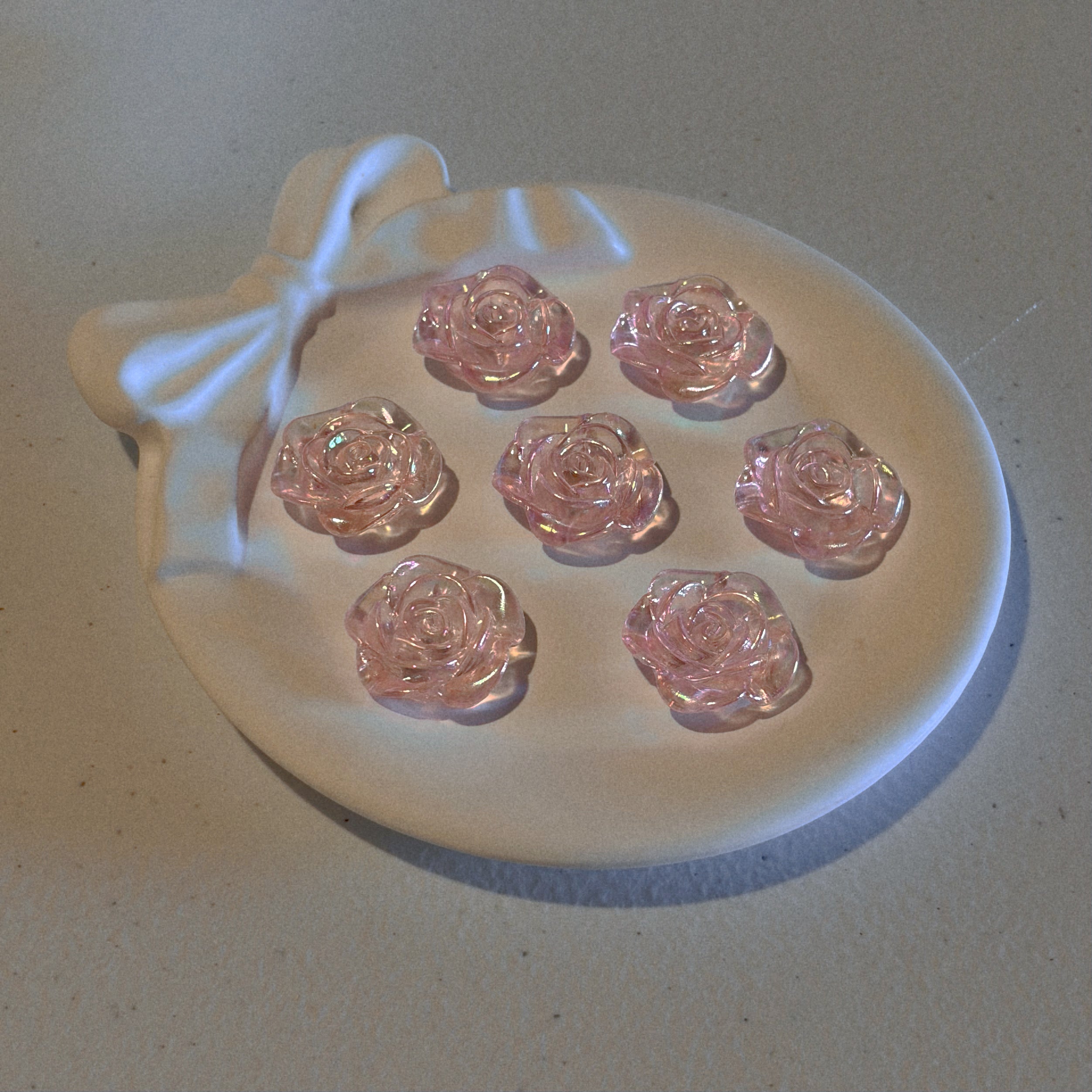 Pink Rose Beads with Through Hole