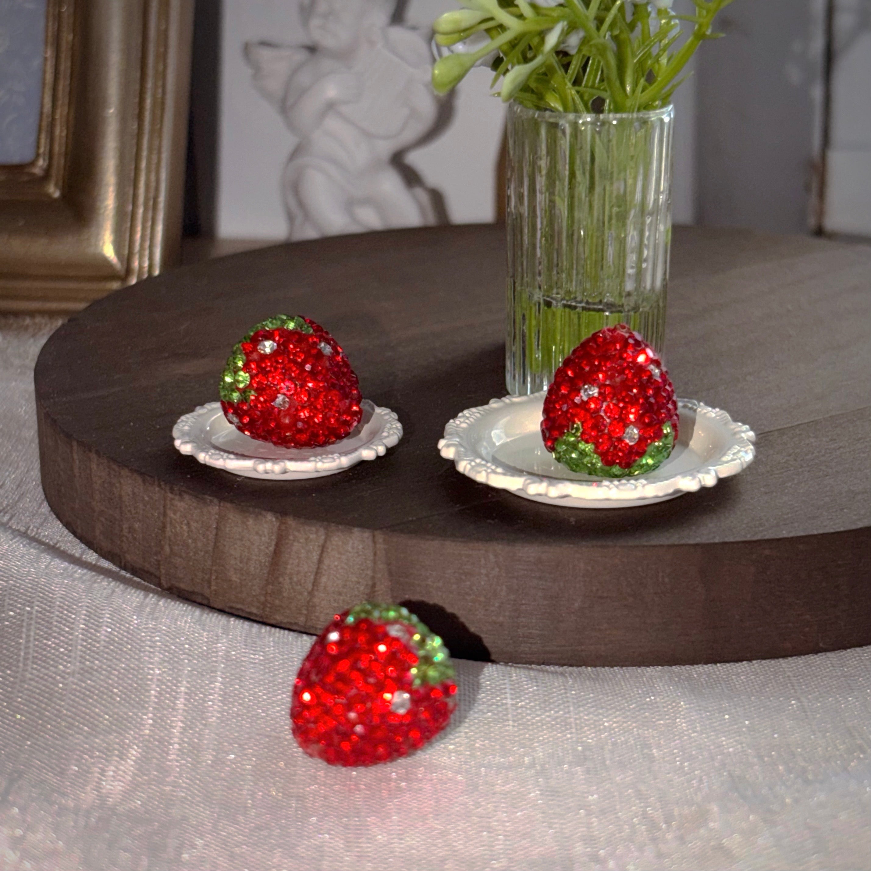 Rhinestone Clay Strawberry Beads