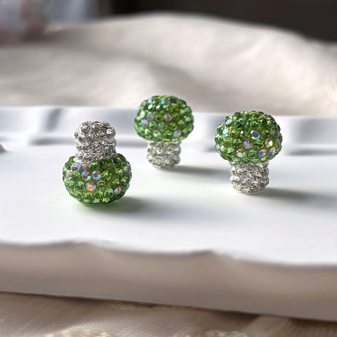 Rhinestone Clay Green Mushroom Beads