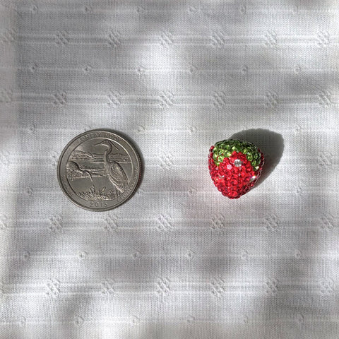 Rhinestone Clay Strawberry Beads