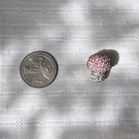 Rhinestone Clay Pink Mushroom Beads