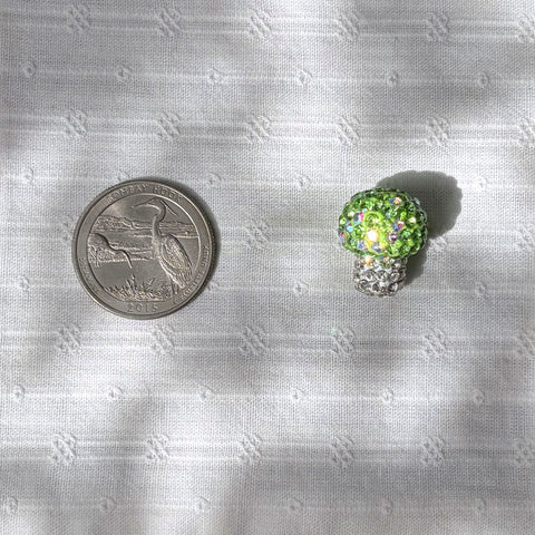 Rhinestone Clay Green Mushroom Beads