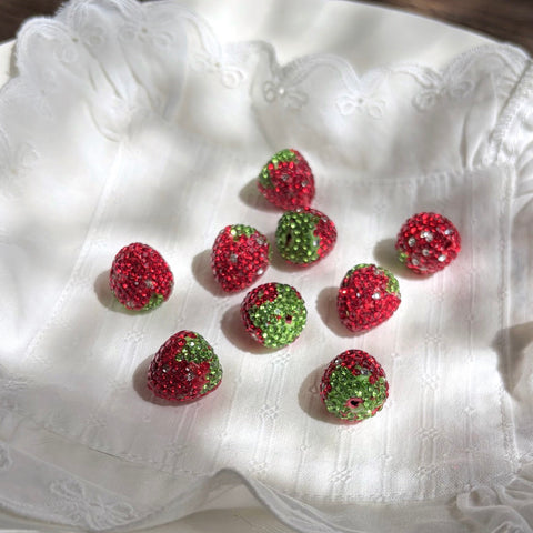 Rhinestone Clay Strawberry Beads