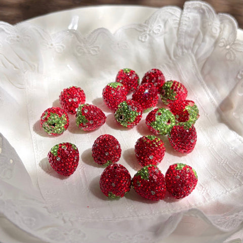 Rhinestone Clay Strawberry Beads