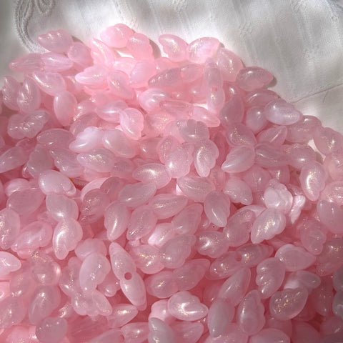 Glittery Pink Angel Wing Beads