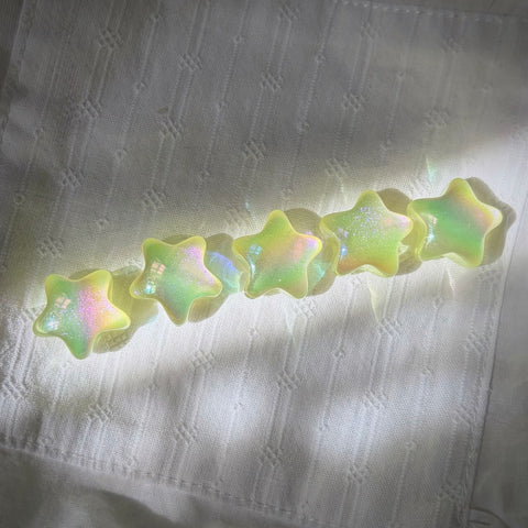 Glittery & Jelly Effect Star Beads in Green