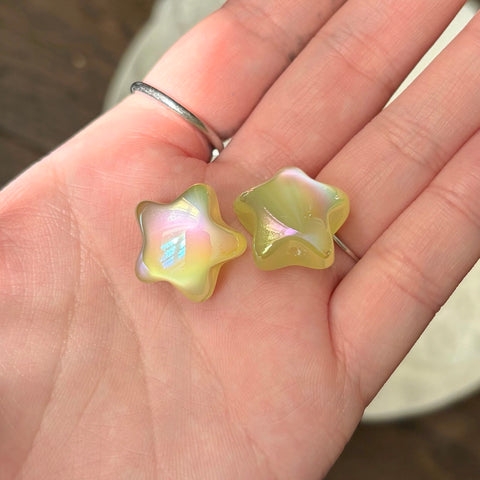 Glittery & Jelly Effect Star Beads in Green