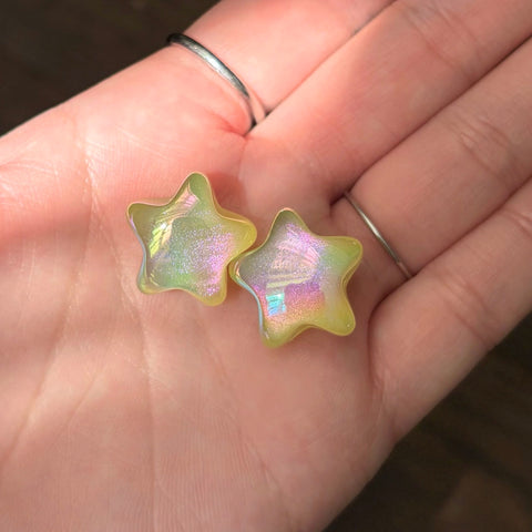 Glittery & Jelly Effect Star Beads in Green