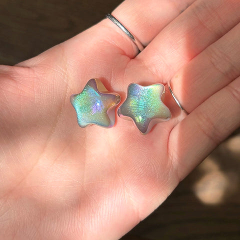Glittery & Jelly Effect Star Beads in Black