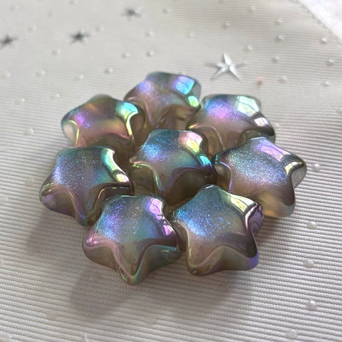 Glittery & Jelly Effect Star Beads in Black