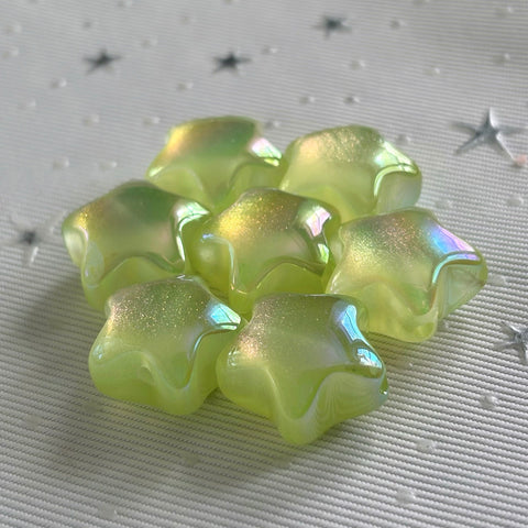 Glittery & Jelly Effect Star Beads in Green
