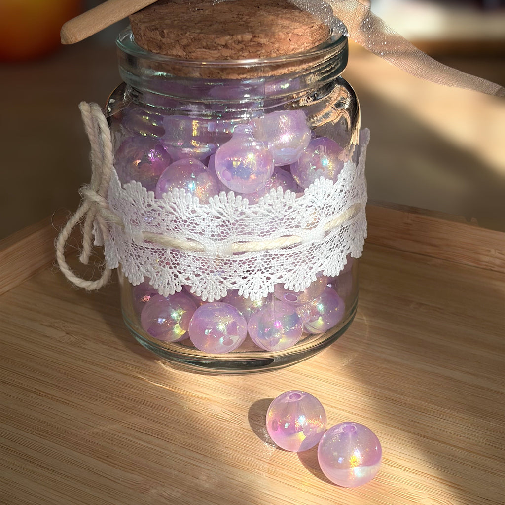Glittery Through Hole Beads in Lilac