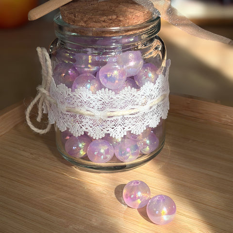 Glittery Round Beads in Lilac