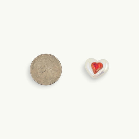 Rhinestone Adorned Heart Beads
