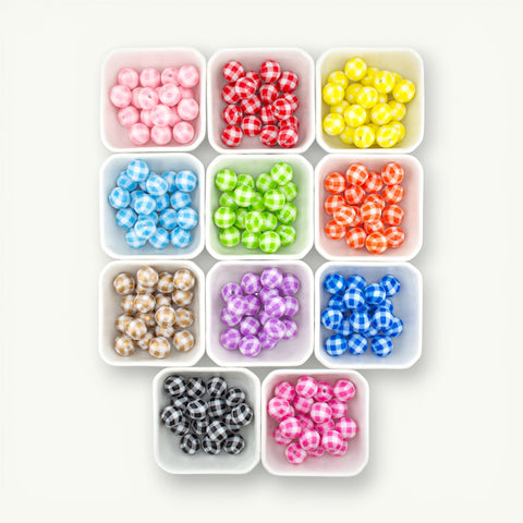 Gingham Round Beads