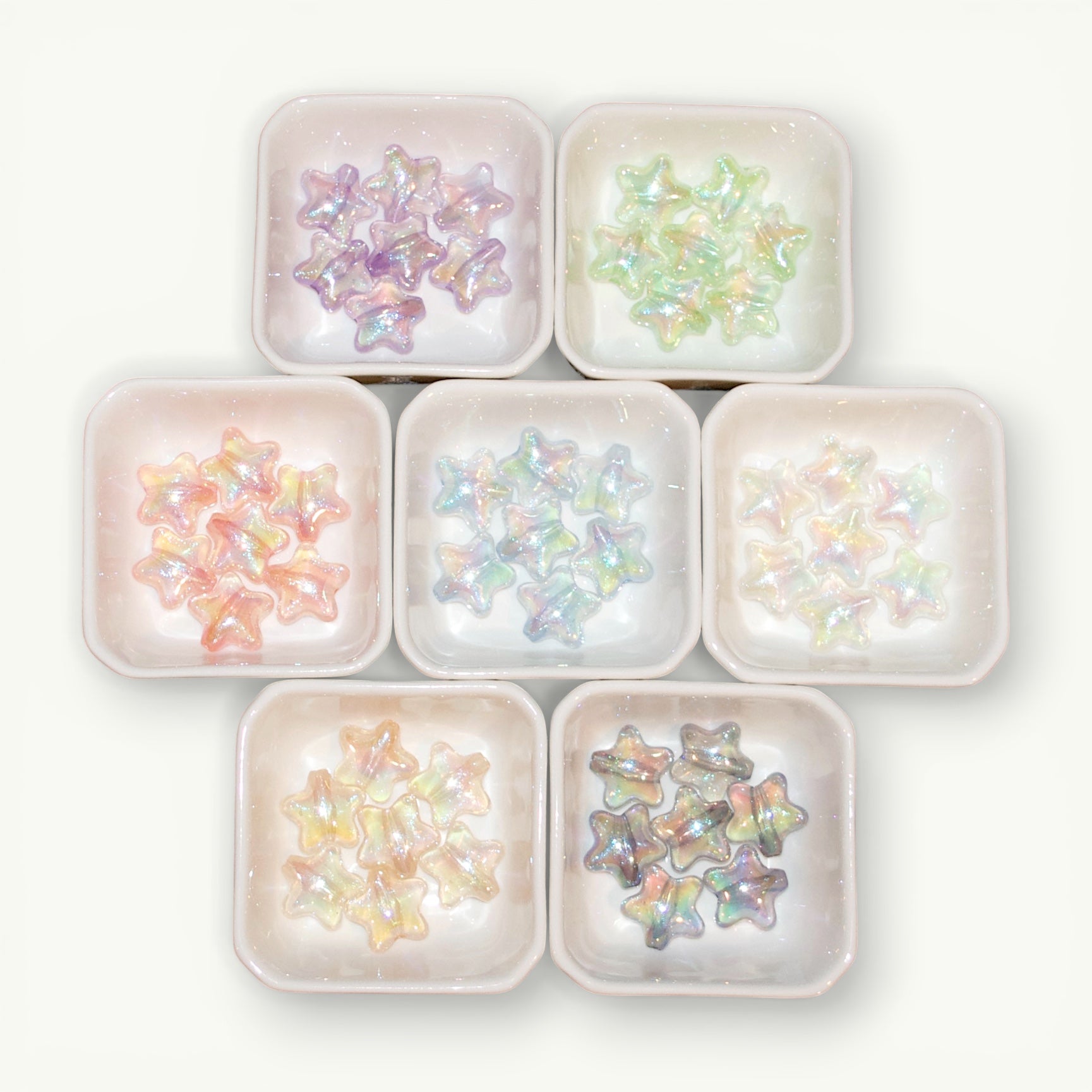 Glittery Star Beads with Through Hole