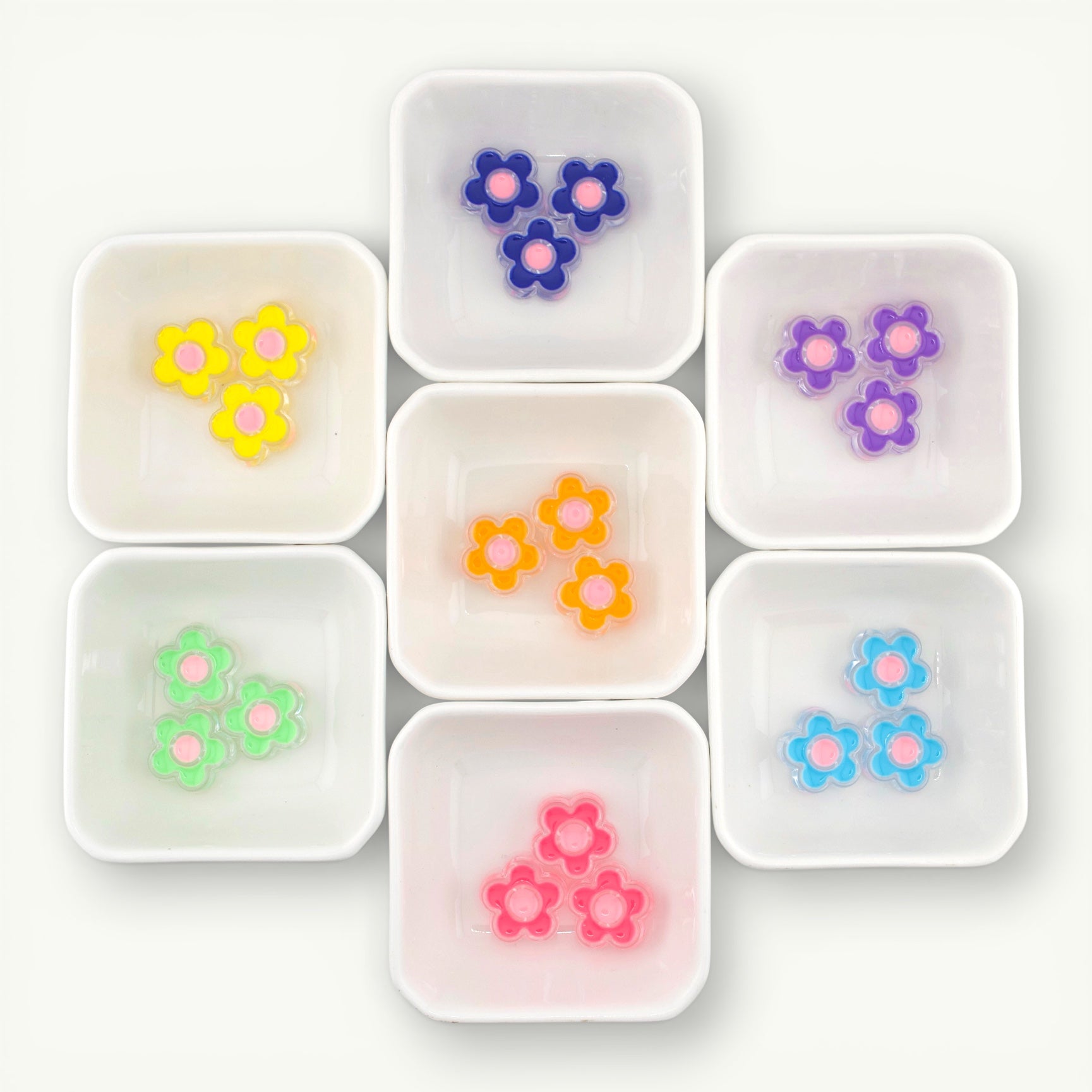 Chunky Jelly Flower Beads with Through Hole