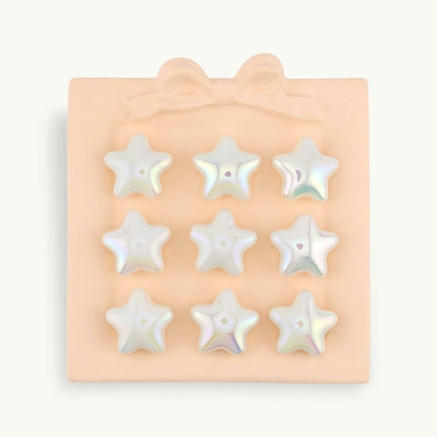 Coated Star Beads in White