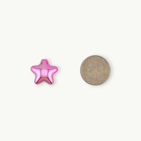 Coated Star Beads in Metallic Pink