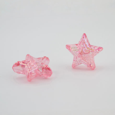 Iridescent Star Beads in Pink